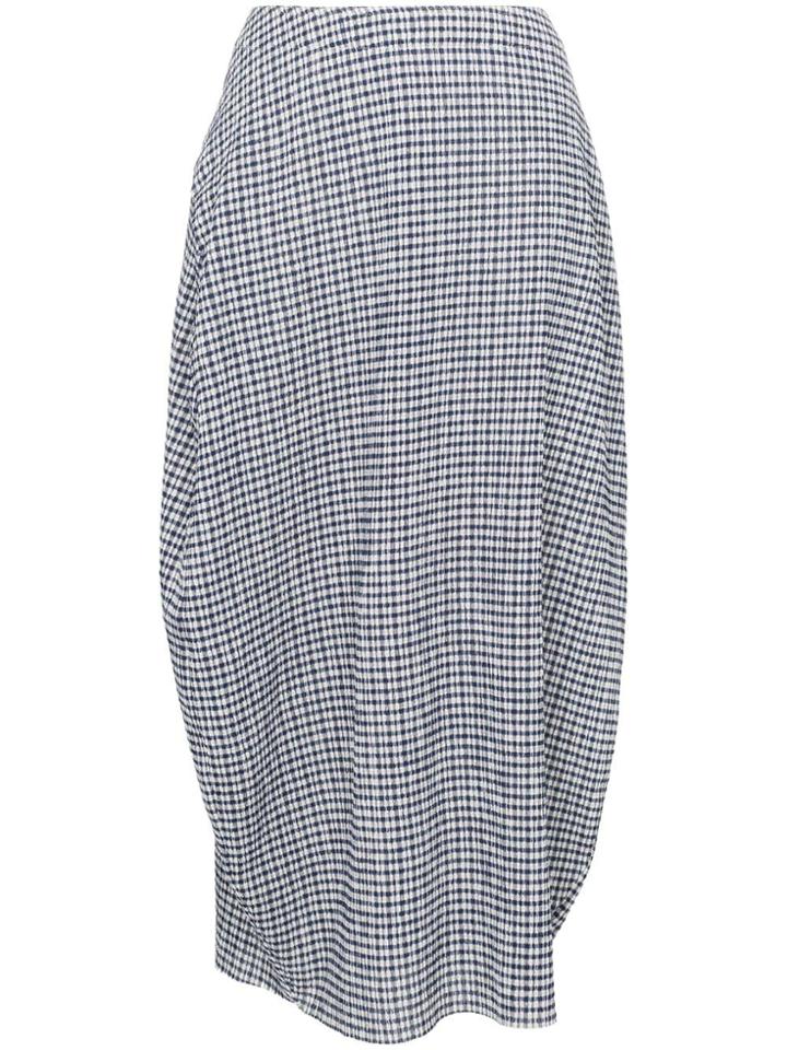Jil Sander Relaxed Fit Gingham Print Midi Skirt - Blue