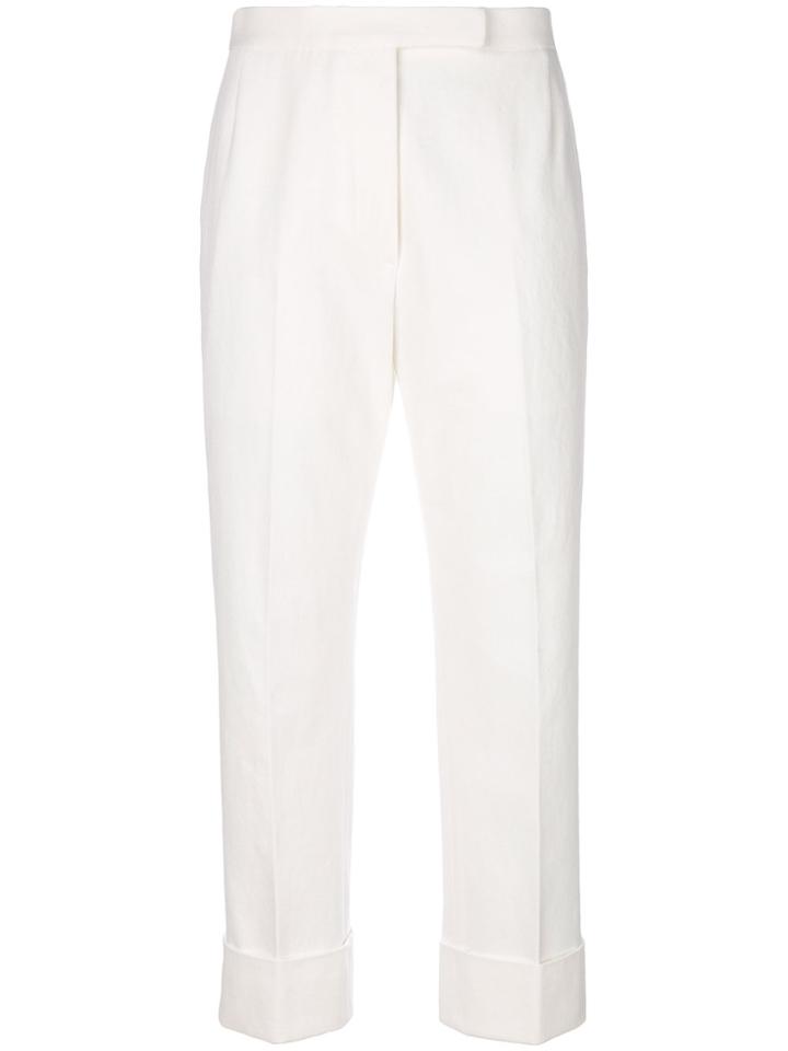 Thom Browne Cropped High Waisted Trousers - White