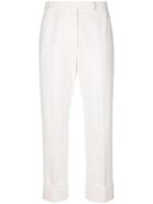 Thom Browne Cropped High Waisted Trousers - White