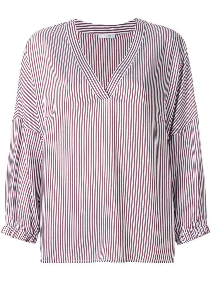 Peserico Striped V-neck Blouse - Brown