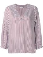 Peserico Striped V-neck Blouse - Brown