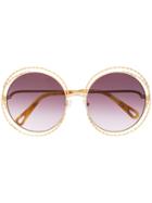 Chloé Eyewear Wire Detail Round Frame Sunglasses - Gold