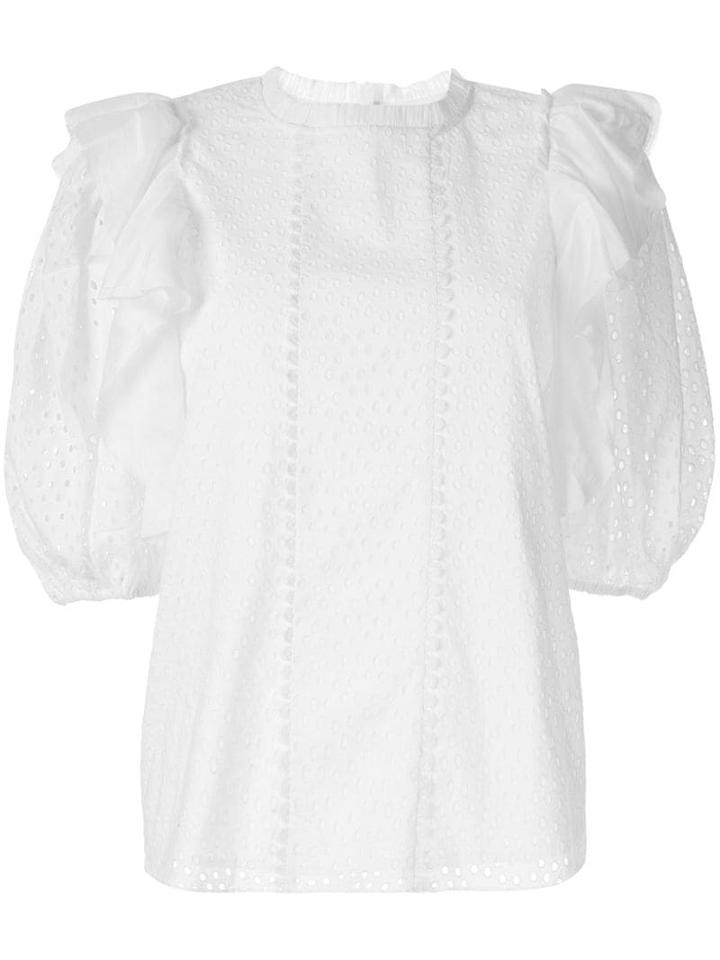 Aje Embroidered Lola Blouse - White