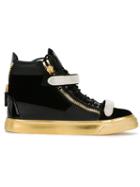 Giuseppe Zanotti Design Coby Hi-top Sneakers, Women's, Size: 39, Black, Leather/patent Leather/glass