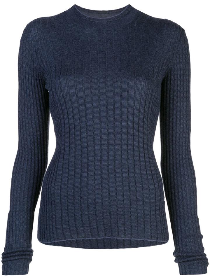 Vince Ribbed Knitted Jumper - Blue