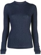 Vince Ribbed Knitted Jumper - Blue