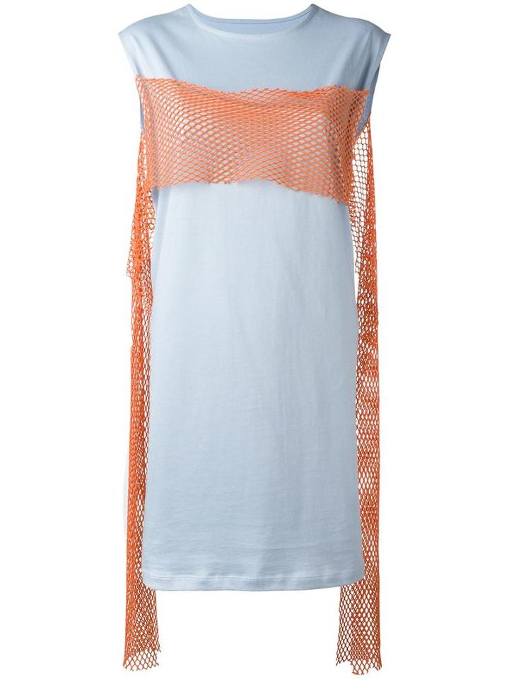 Mm6 Maison Margiela Neon Panel T-shirt Dress, Women's, Size: Small, Blue, Cotton/polyamide/spandex/elastane