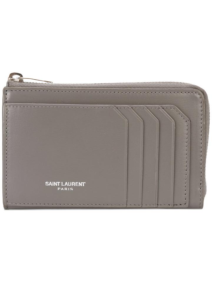 Saint Laurent - 5 Fragments Zip Pouch - Women - Calf Leather - One Size, Grey, Calf Leather