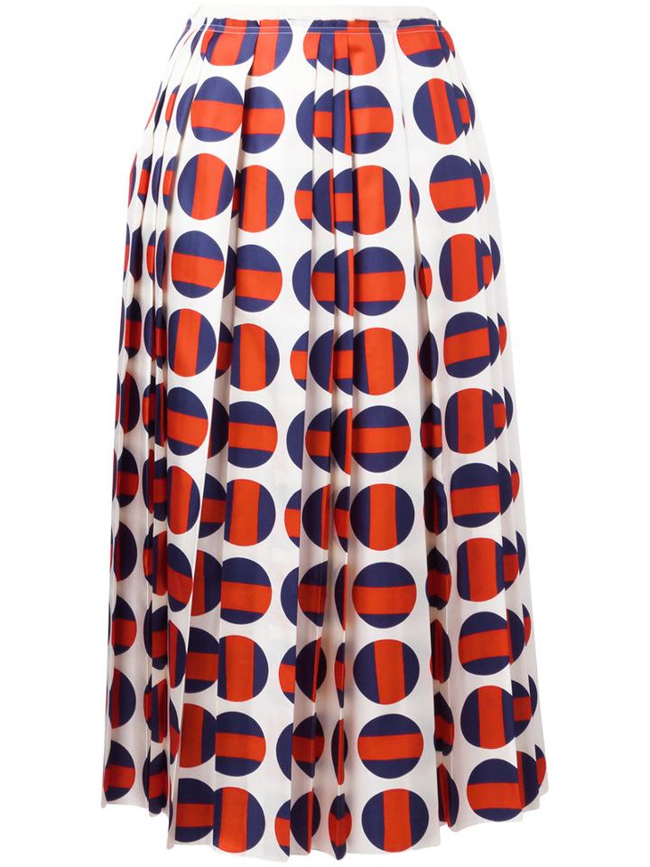 Gucci Polka-dot Pleated Skirt, Women's, Size: 38, Red, Silk/viscose/cotton