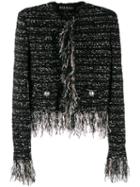 Balmain Tweed Frayed Edges Jacket - Black