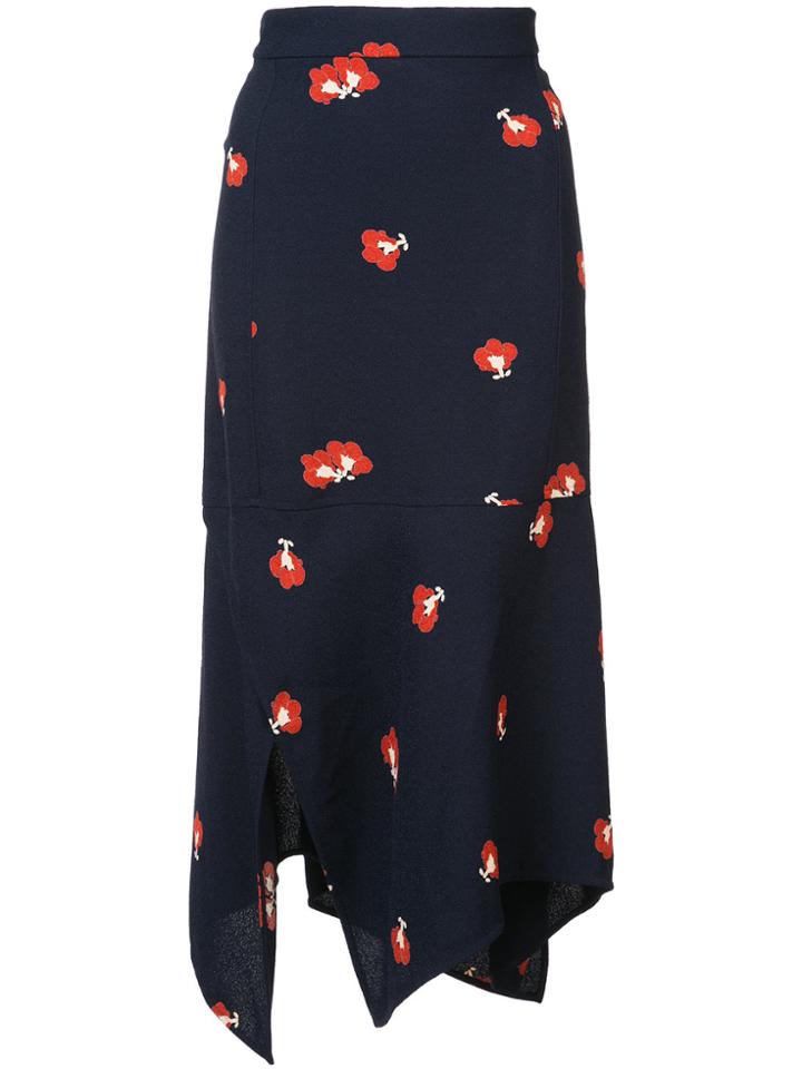 Victoria Beckham Printed Midi Skirt - Blue