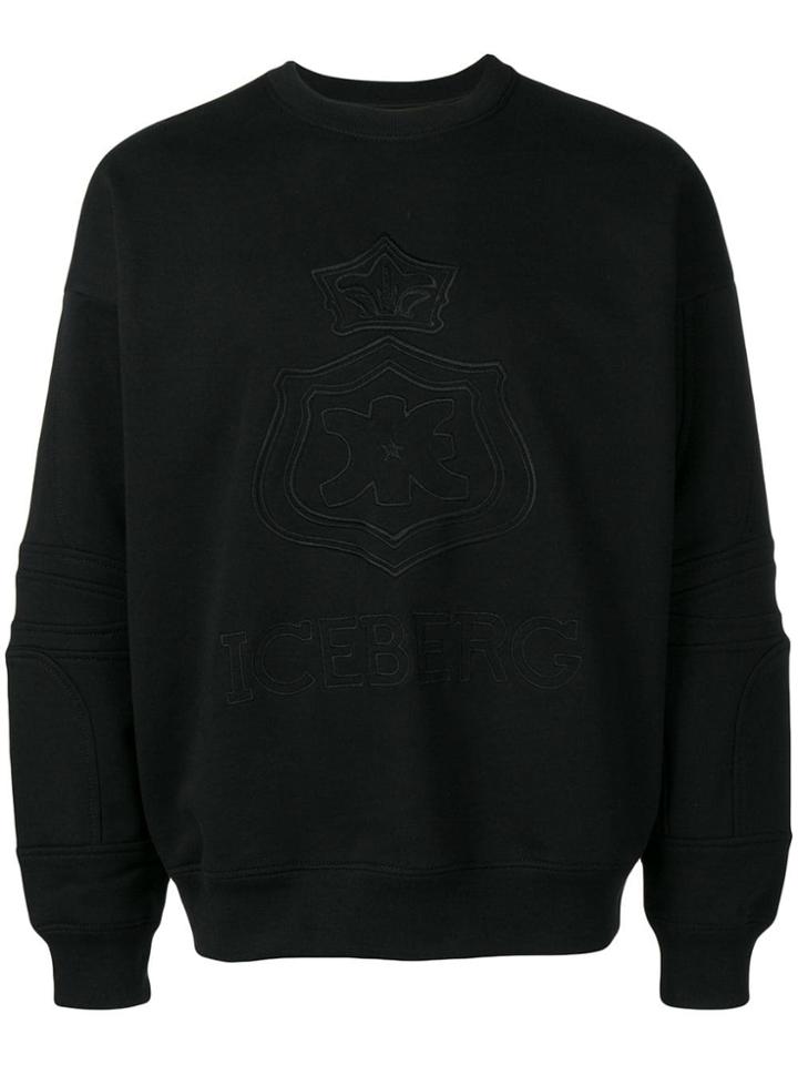 Iceberg Branded Jersey Sweater - Black