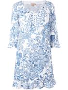 Fay Floral Print Dress, Women's, Size: Medium, White, Cotton