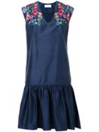 Megan Park Tula Ruffle Hem Dress, Women's, Size: 10, Blue, Silk/viscose
