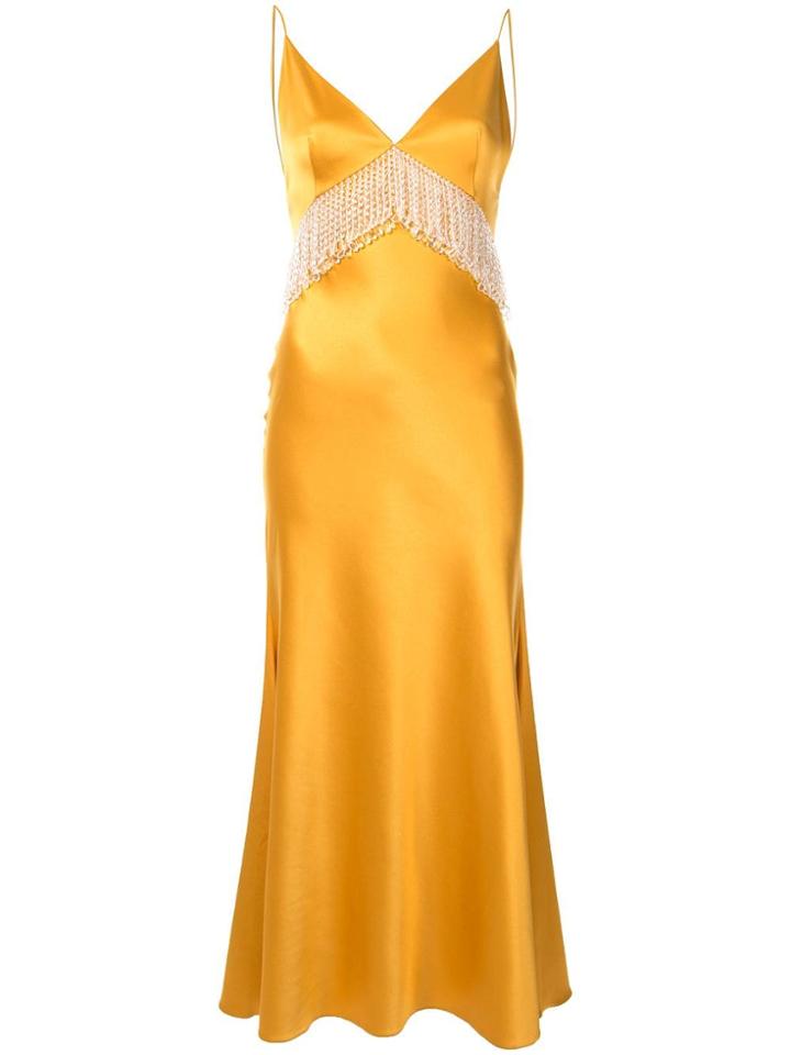 Dalood Fringe-detail V-neck Dress - Yellow