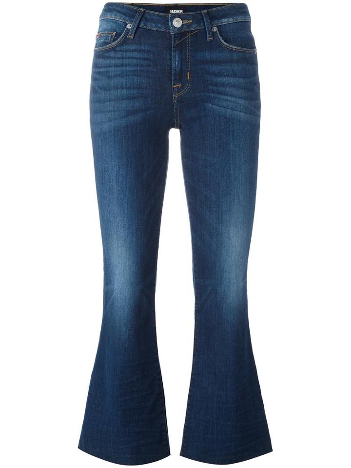 Hudson Mia Cropped Flared Jeans, Women's, Size: 26, Blue, Cotton/polyester/spandex/elastane/lyocell