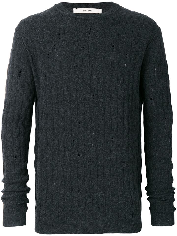 Damir Doma Distressed Cable-knit Jumper - Grey