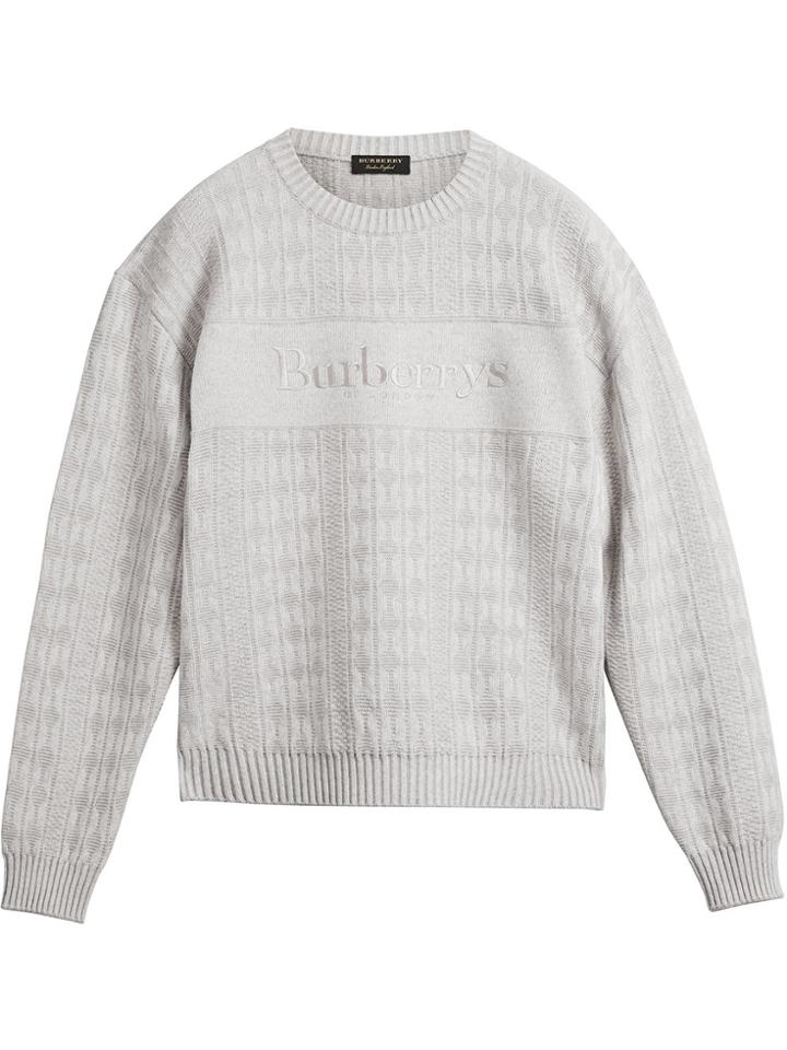Burberry Reissued Textured Knit Jumper - Grey