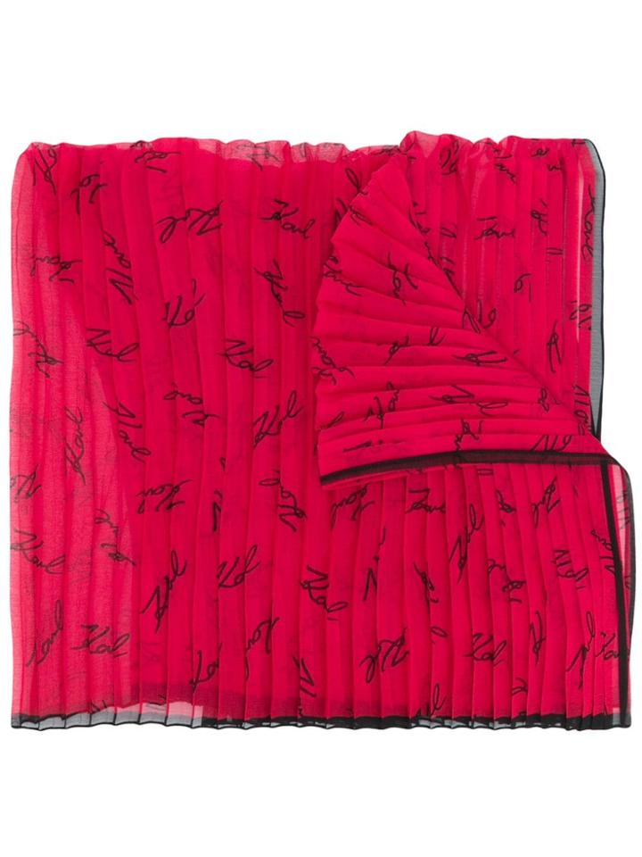 Karl Lagerfeld Signature Scarf - Red