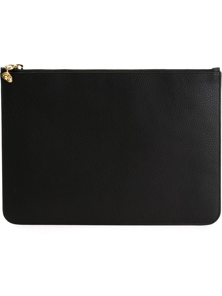 Alexander Mcqueen Skull Charm Clutch, Women's, Black, Leather