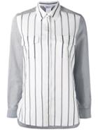 Max Mara - Striped Panel Shirt - Women - Silk/cotton - 46, Grey, Silk/cotton