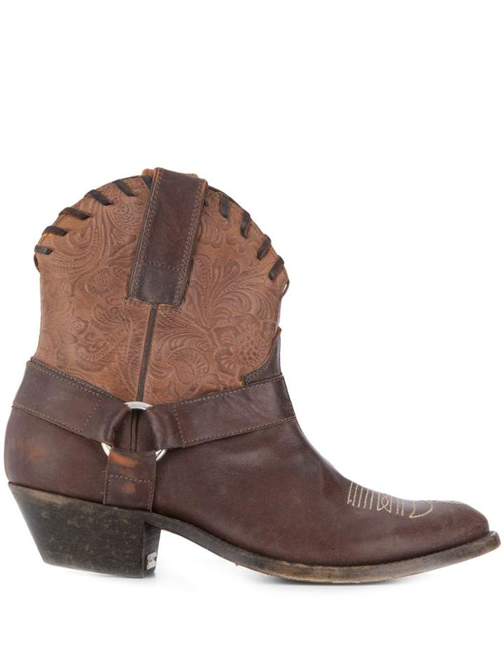 Golden Goose Panelled Cowboy Boots - Brown