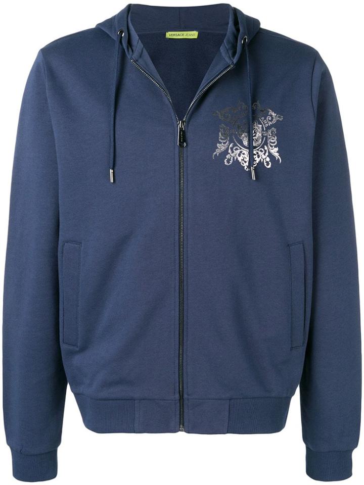 Versace Jeans Metallic Logo Hoodie - Blue