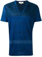 Etro - Stripe V-neck T-shirt - Men - Linen/flax - M, Blue, Linen/flax