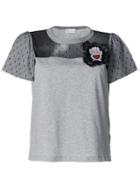 Red Valentino Lace Embellished T-shirt - Grey