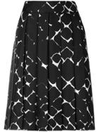 Marc Jacobs Pleated Abstract Diamond Silk Skirt - Black