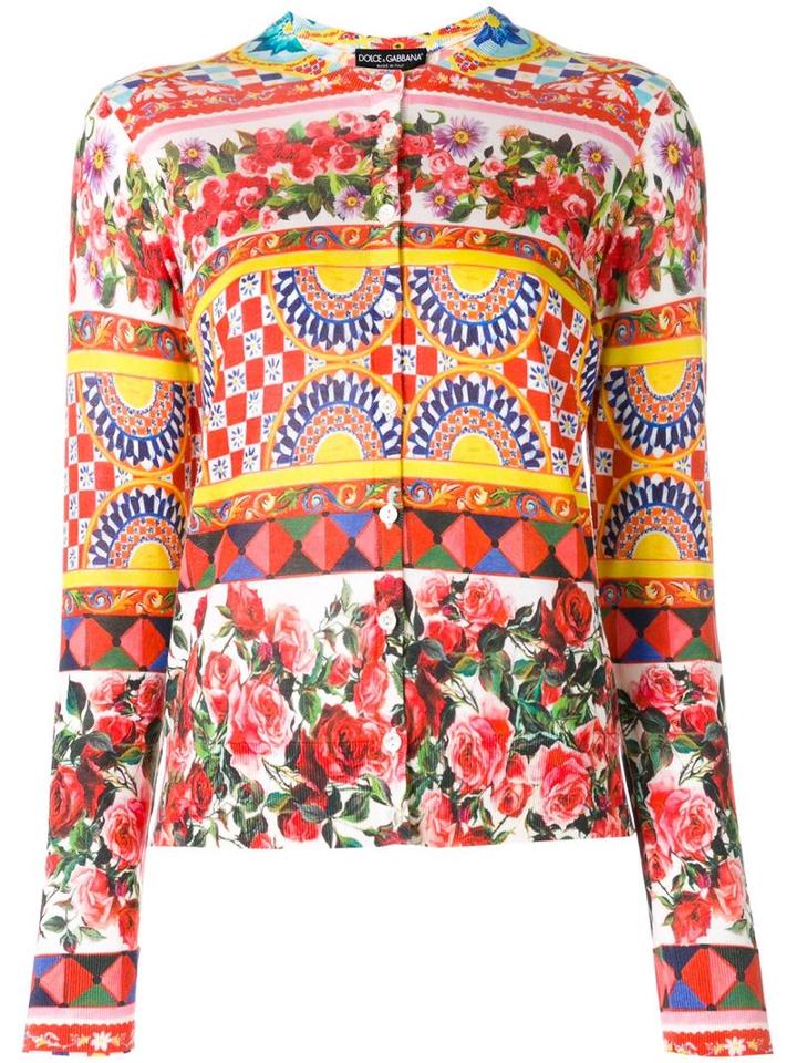 Dolce & Gabbana Mambo Print Cardigan, Women's, Size: 46, Silk