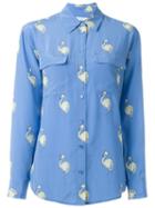 Equipment Flamingo Print Shirt, Women's, Size: Medium, Blue, Silk