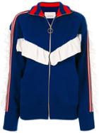 Laneus Striped Zipped Sweater - Blue