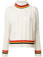 &daughter Stripe Detail Cable Knit Sweater - White