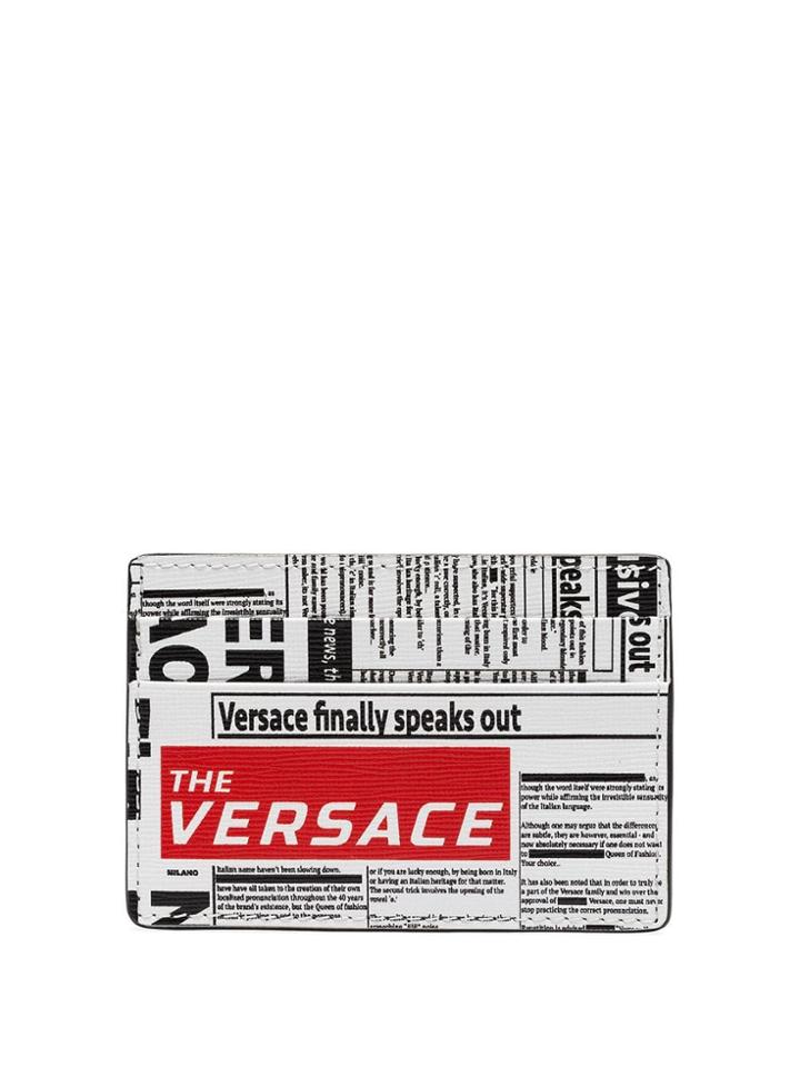Versace Newspaper Print Cardholder - White