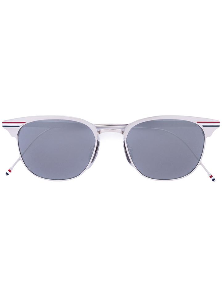 Thom Browne Eyewear Shiny Silver Mirrored Sunglasses - Metallic
