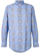 Finamore 1925 Napoli Button Up Checked Shirt - Blue