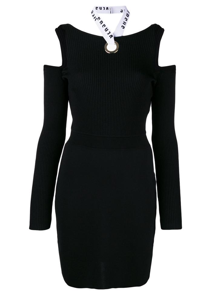 Versus Open Shoulder Fitted Dress - Black