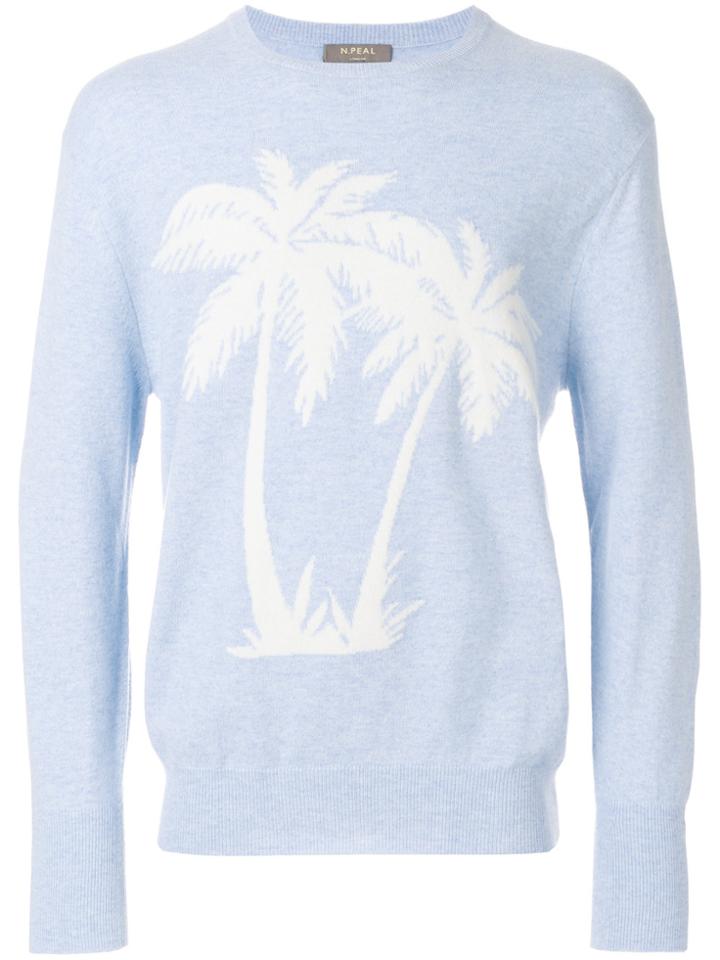 N.peal Palm Motif Sweater - Blue