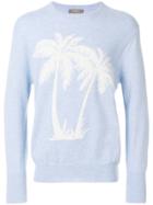 N.peal Palm Motif Sweater - Blue