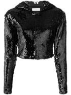 Faith Connexion Embellished Cropped Hoodie - Black
