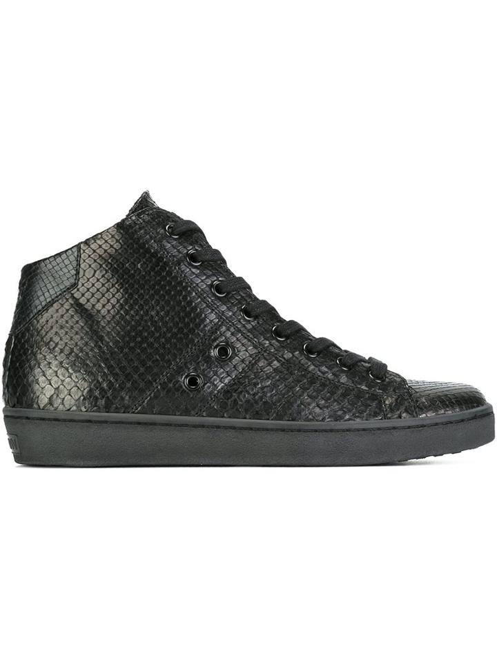 Leather Crown Lace-up Hi-tops