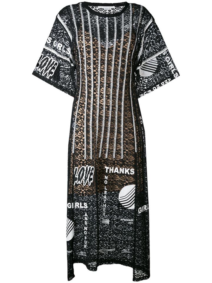 Stella Mccartney - Thanks Girls Print Midi Dress - Women - Cotton/polyamide/polyester/spandex/elastane - 44, Black, Cotton/polyamide/polyester/spandex/elastane