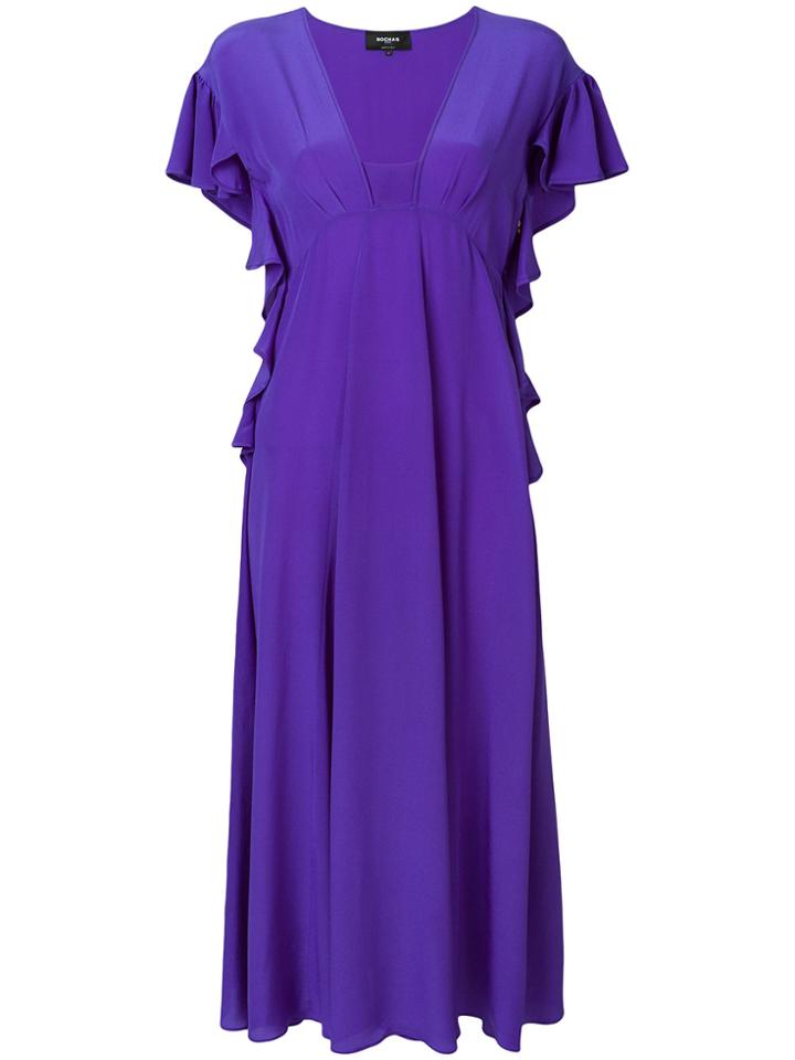 Rochas Frilled Flared Dress - Pink & Purple