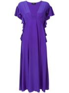 Rochas Frilled Flared Dress - Pink & Purple