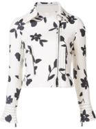Carolina Herrera Printed Motorcycle Jacket, Women's, Size: 6, White, Wool