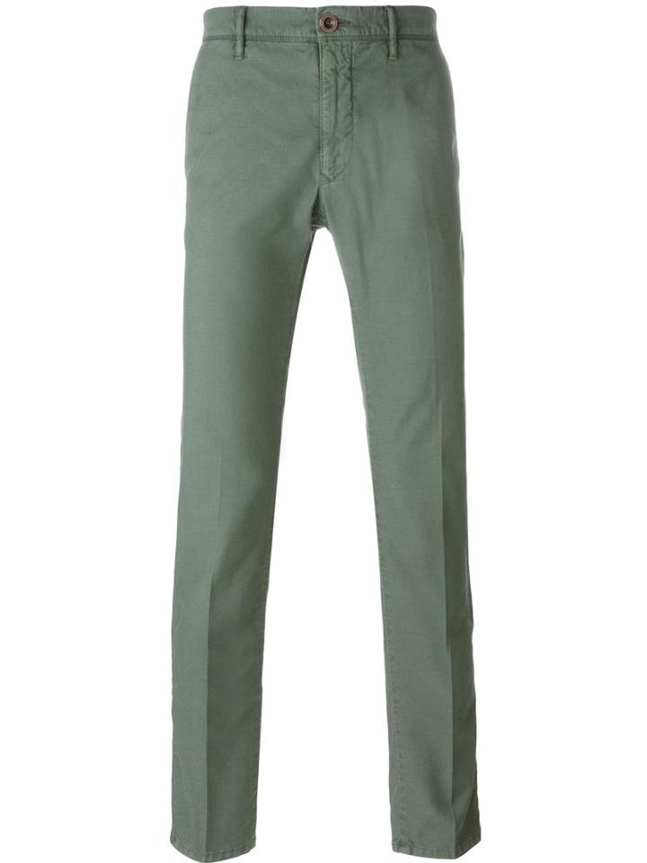 Incotex Slim Chino Trousers, Men's, Size: 38, Green, Cotton/polyester/spandex/elastane