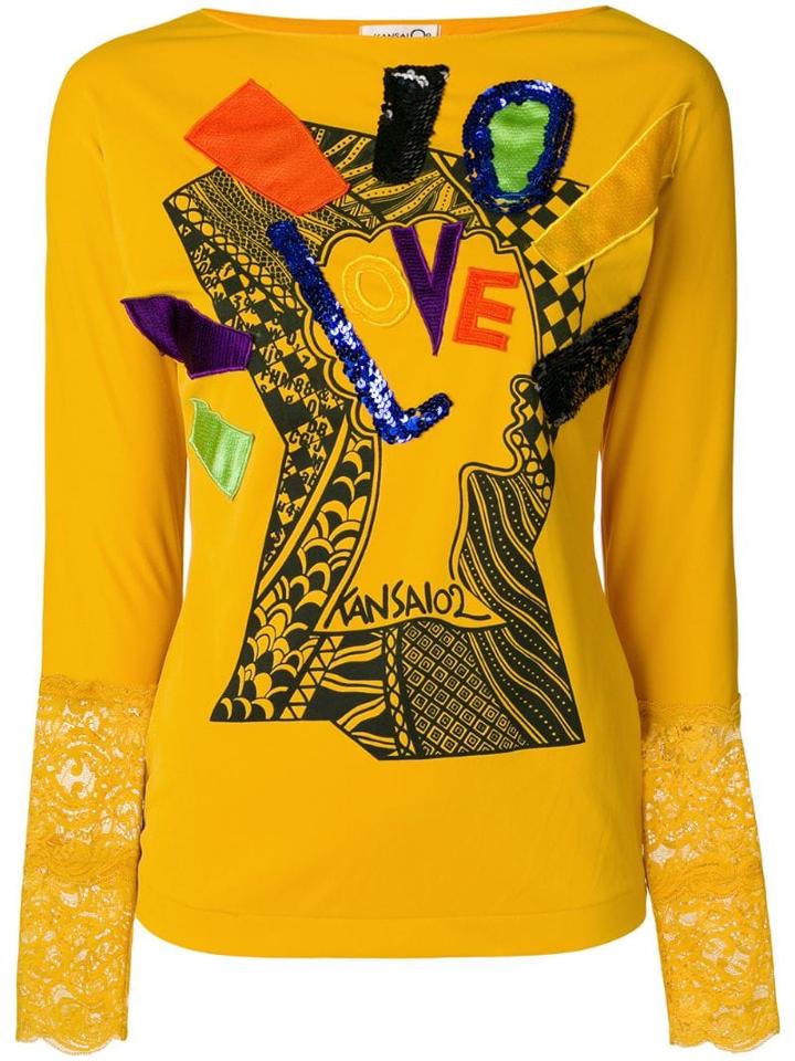 Kansai Yamamoto Pre-owned Long Sleeve T-shirt With Appliqué - Yellow