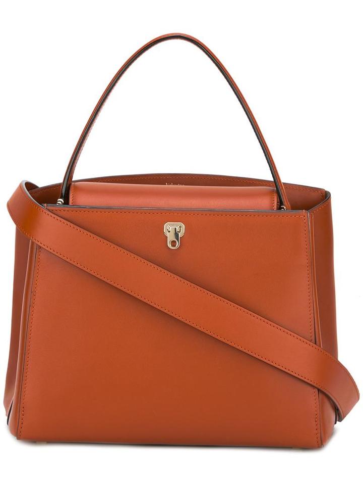 Valextra Triennale Topendol Tote, Women's, Brown, Calf Leather