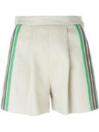 Msgm Stripe Detail Shorts, Women's, Size: 38, Nude/neutrals, Linen/flax/cotton/polyester